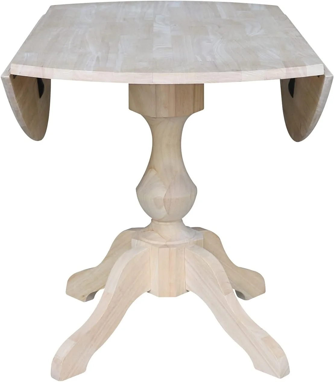Round Dual Drop Leaf Pedestal Table-30.3" H, Unfinished Dining Table, Ready To Finish