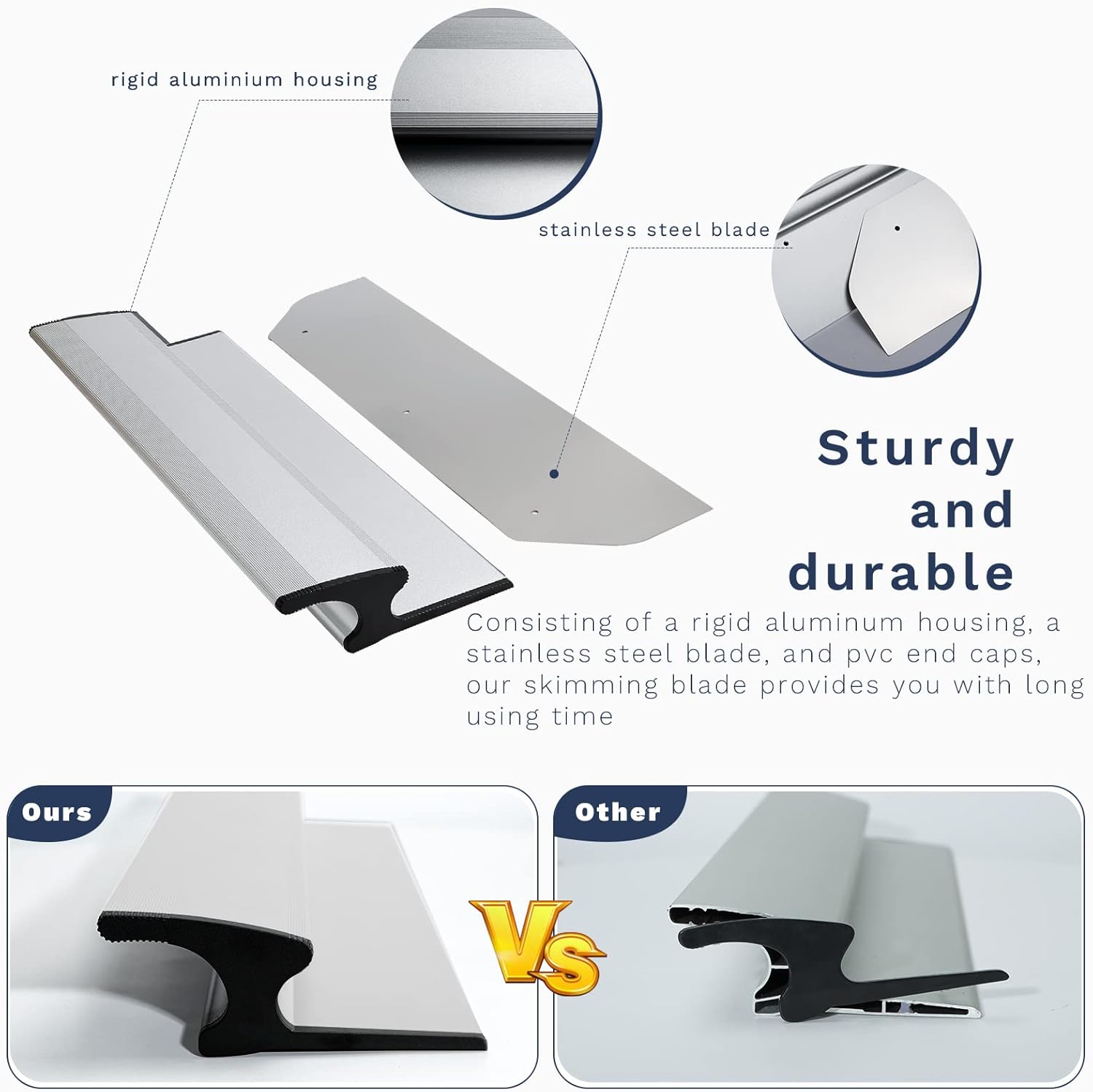 16 Drywall Skimming Blade, Smoothing/Knock-Down Knife, High-Impact End Caps, Pro-Grade