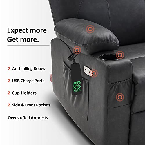MCombo Dual Motor Large Power Lift Recliner Chair for Elderly, Lay Flat Lift Chair with Heat and Massage, Big Lift Recliner for Tall People