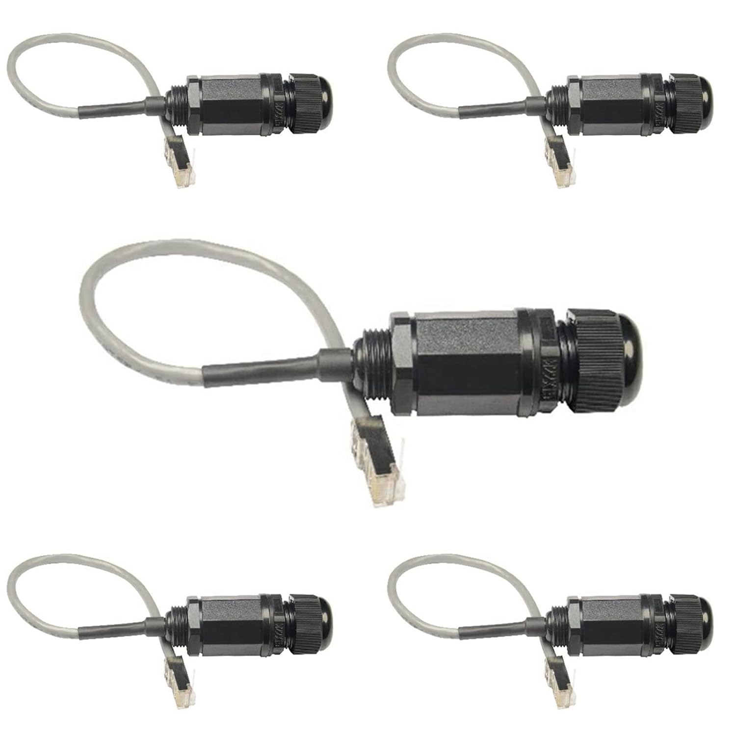 PENGLIN 5PCS M22 RJ45 Waterproof Panel Mount Connector, Male to Female Cat6 Ethernet LAN Cable