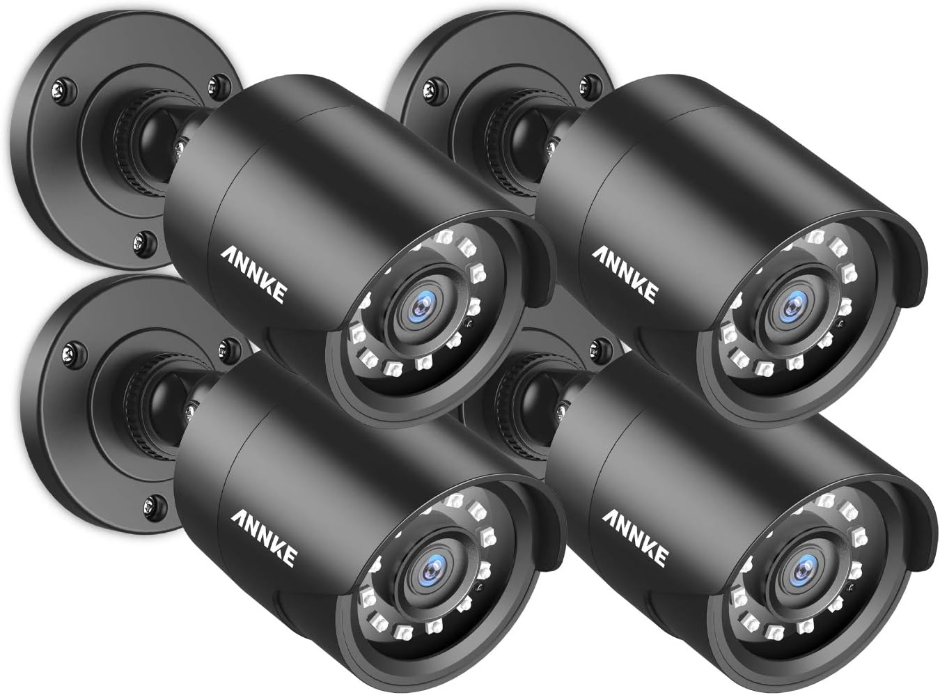 ANNKE 4 Pack 1080P HD TVI Home Security Camera Outdoor Indoor, 1920TVL, IP66 Waterproof, Night/Day Vision, Surveillance CCTV Bullet Camera