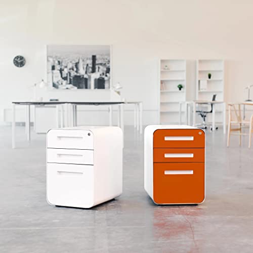 Laura Davidson Furniture Stockpile 3 Drawer File Cabinet with Lock - Under Office Desk Metal Filing Cabinet, Legal/Letter File Folders