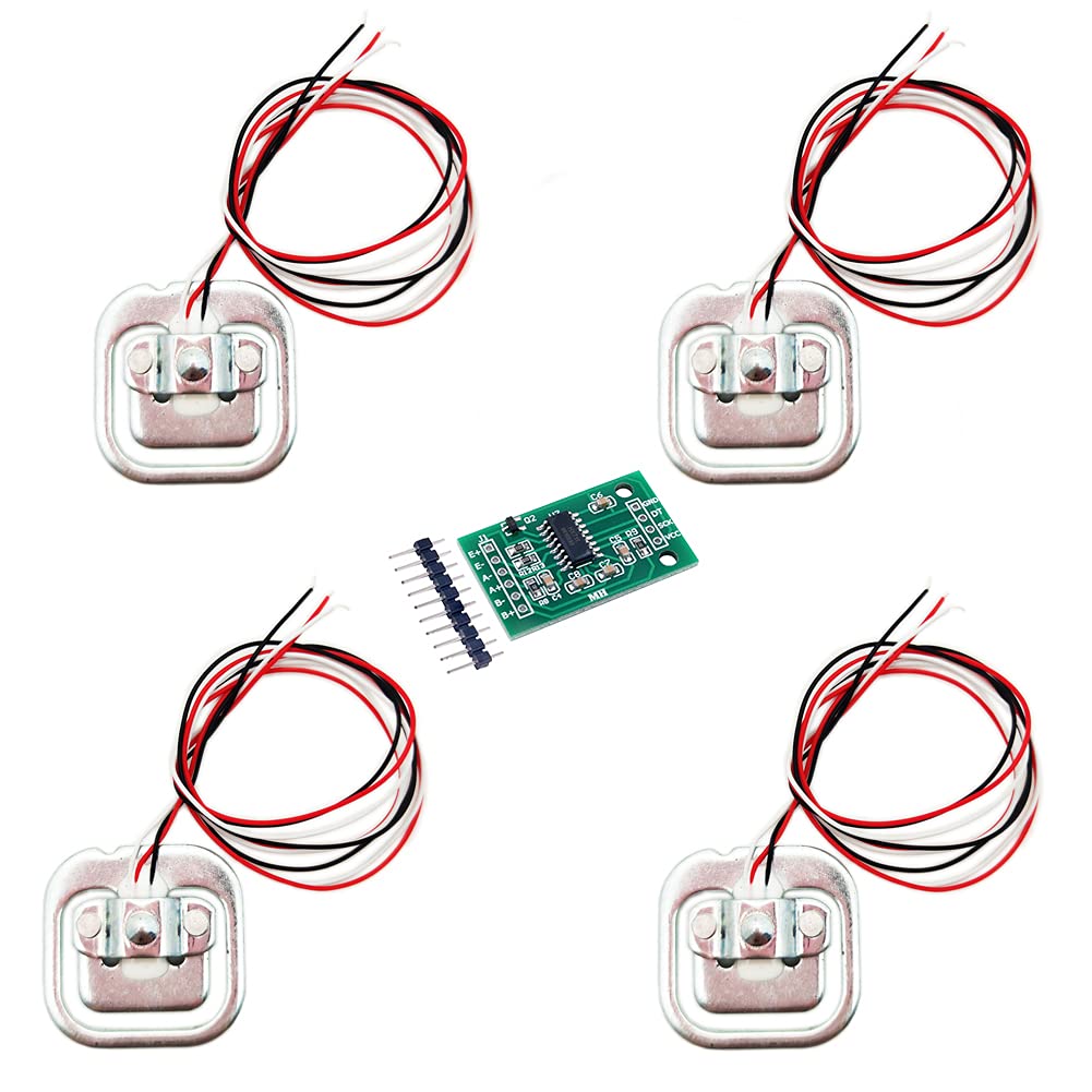 2 Sets Digital Load Cell Weight Sensor + HX711 ADC Module Weighing Sensor for Arduino DIY Portable Electronic Kitchen Scale Kit (5kg, HX711)