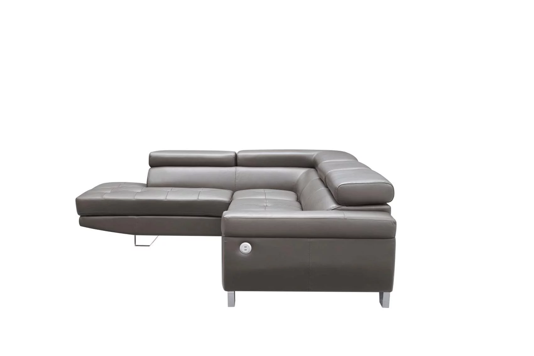 Dark Gray Top-grain Leather Sectional Sofa LEFT 1807 ESF Contemporary Modern - Radiant Selections