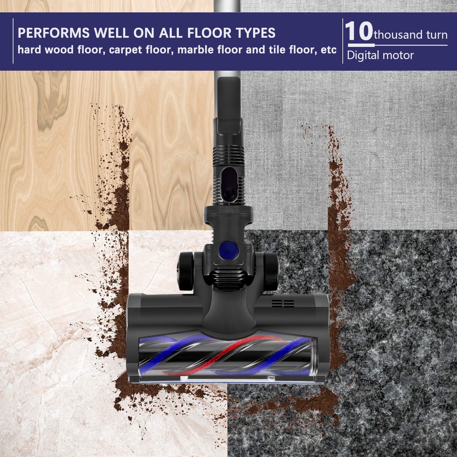 Moosoo Cordless Vacuum 4-in-1 Lightweight Stick Vacuum Cleaner, XL-618A