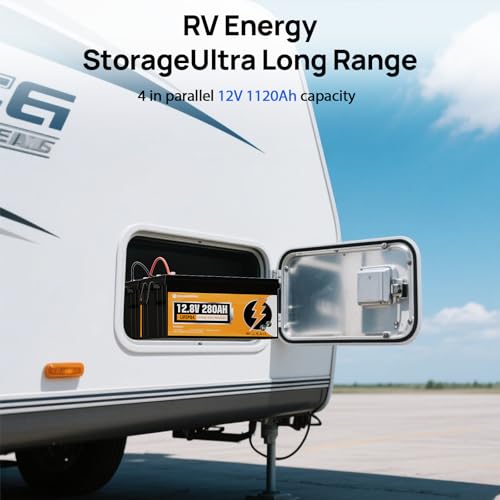 ECO-WORTHY 12V 280AH LiFePO4 Lithium Battery with Bluetooth, Low Temp Protection, Built-in 200A BMS, 3584Wh Energy. Perfect for, RV