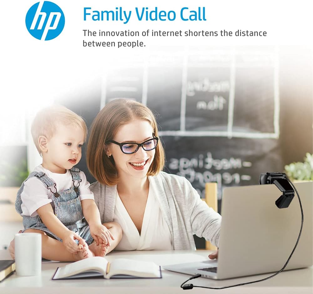 HP W200 Webcam, 720P HD, UVC Plug and Play, Built-in Microphone