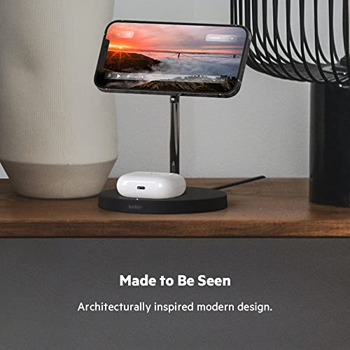 Belkin 2-in-1 MagSafe Wireless Charging Dock 15W Fast Charge iPhone Charger Compatible with iPhone 16, 15, 14, and 13 Series, AirPods