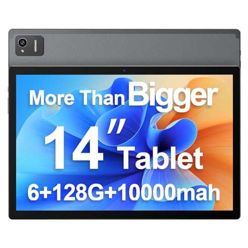Tablet 14 Inch Android 13 Tablet, Large Tablet with 1200P IPS HD Big Screen, 8Core, 6GB+128GB, Wi-Fi 5, Max 256G TF Card Support