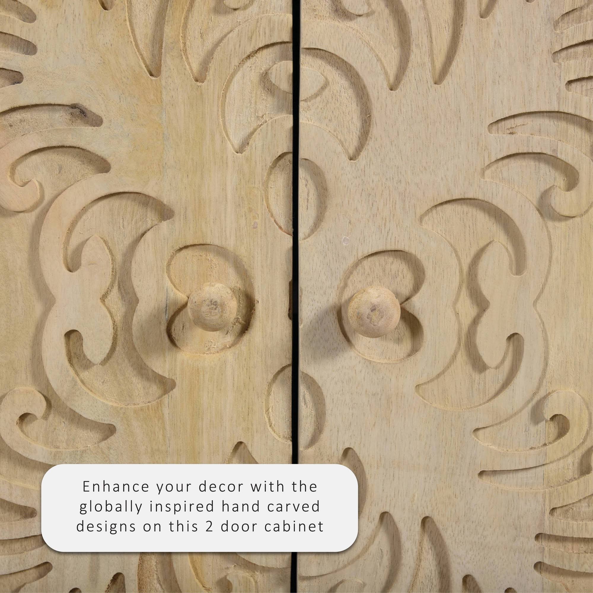 Heath 2 Door Carved Cabinet Natural - Powell Company