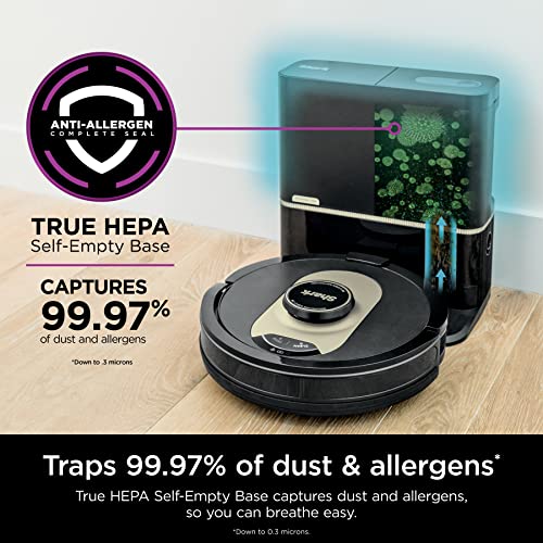 Shark AV2501AE AI Robot Vacuum with XL HEPA Self-Empty Base, Bagless, 60-Day Capacity, LIDAR Navigation, Perfect for Pet Hair, Compatible with Alexa