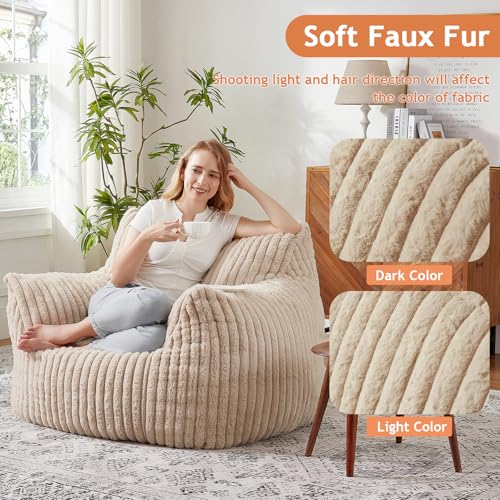Giant Bean Bag Chairs for Adults with Filling Plush Fluffy Bean Bag Chairs for Teens with Armrests Comfy BeanBag Lazy Couch Sofa Chair for Bedroom