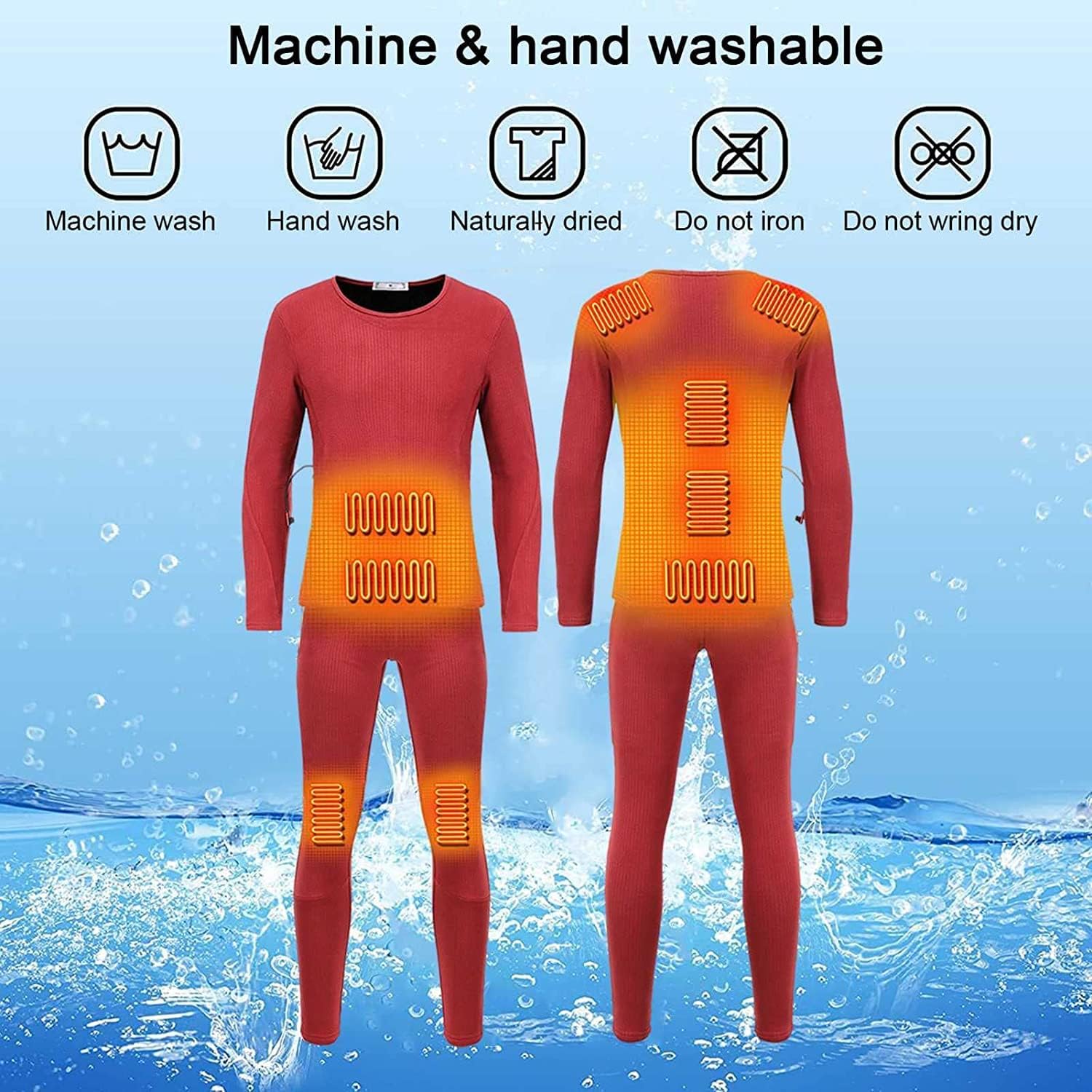Safety Certification Men's Heating Underwear Thermal Suit, USB Insulation Heating Underwear Thermal Suit, with 3 Heating Levels and 9 Heating Zones