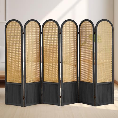 Room Divider 4 Panel, Folding Privacy Screen, Foldable Wood Divider Room Dec, Rattan Room Divider, Portable Partition Screen