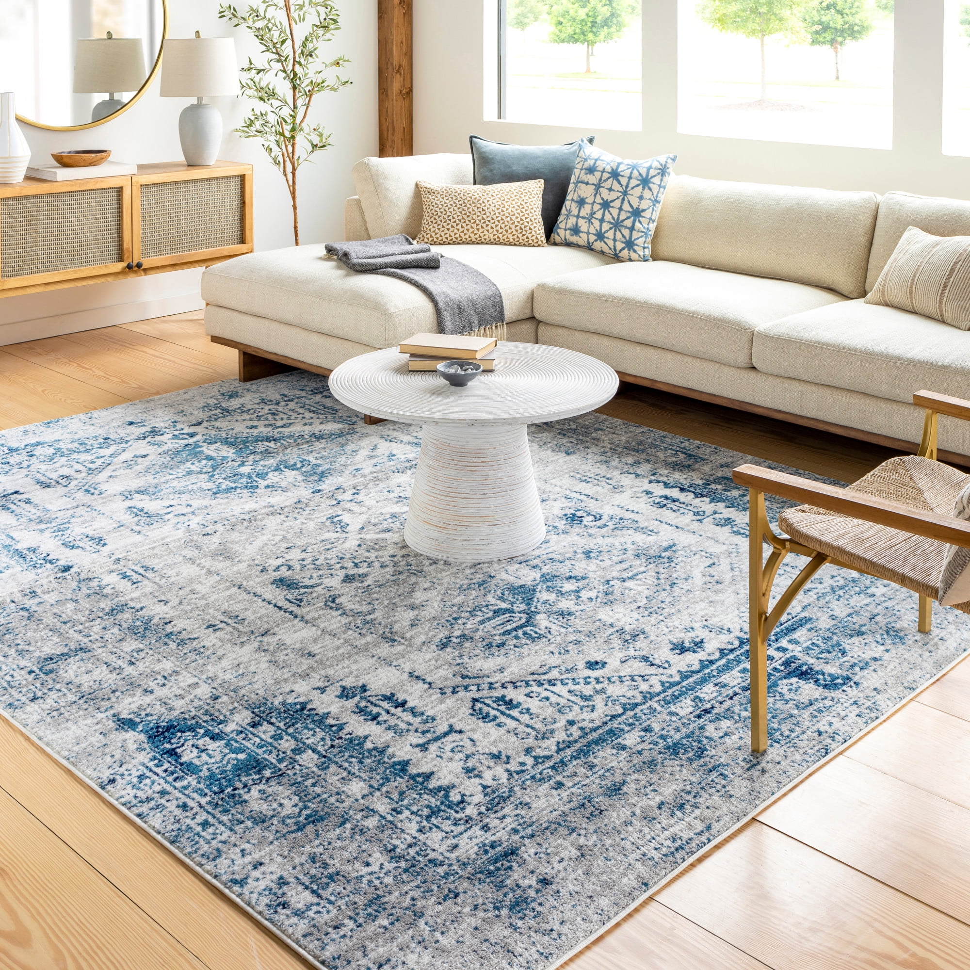 Artistic Weavers Monte Carlo Medallion Area Rug, Blue/White, 7'10" X 10'3"