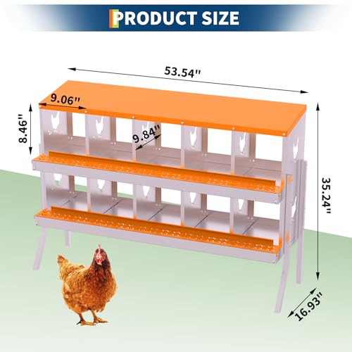 Garvee Chicken Nesting Box with Removable Tray, 8 Compartment Nesting Boxes for Chickens, Easy to Clean and Install