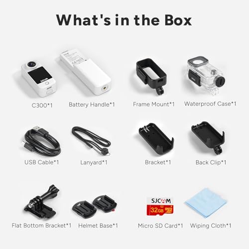 SJCAM C300 4K Action Camera,7H Power Use, 6-Axis Stabilization Pocket Camera,Handheld Dual-Touch Screen Body Camera,30M Waterproof,Gifts for Kids
