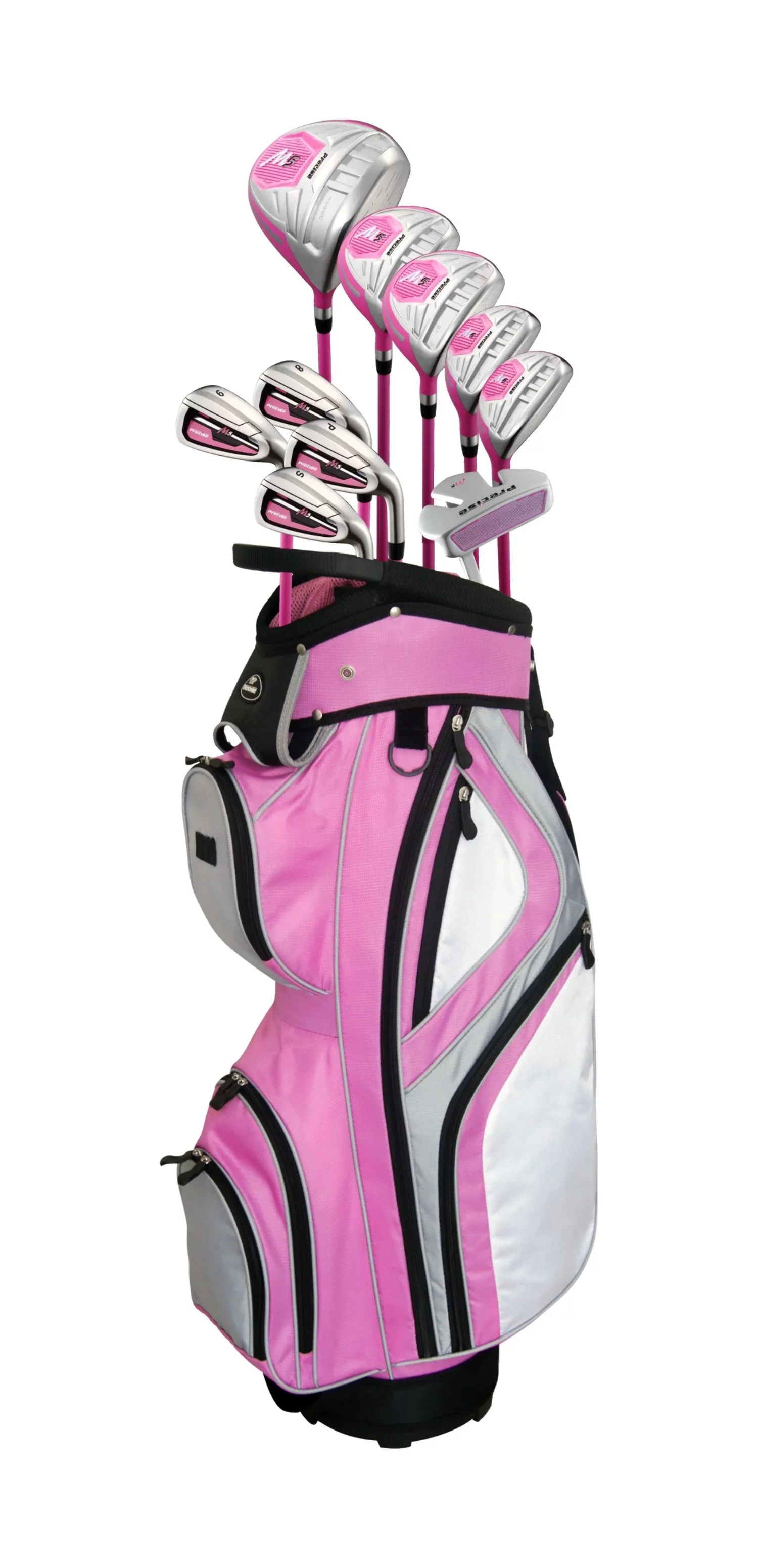 Precise M5+ Ladies 17 Piece Complete Right Hand Womens Golf Clubs Set w/ Cart Bag - 2 Color Options!