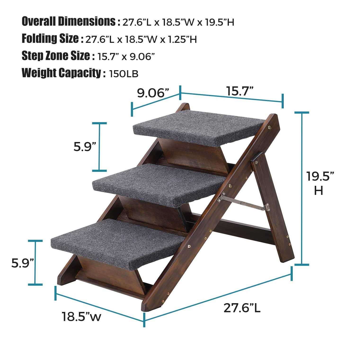 Sweetbin Wooden Pet Stairs/Pet Steps for All Dogs and Cats Up to 150Lbs - Pet Supplies online store