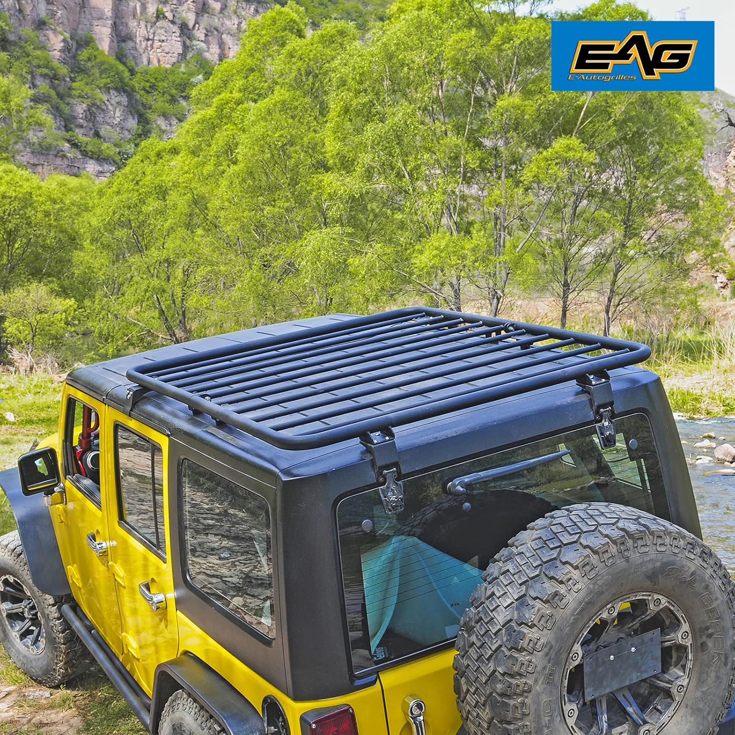 EAG Flat Roof Rack Compatible with 2007-2018 Wrangler JK 2 Door and 4 Door