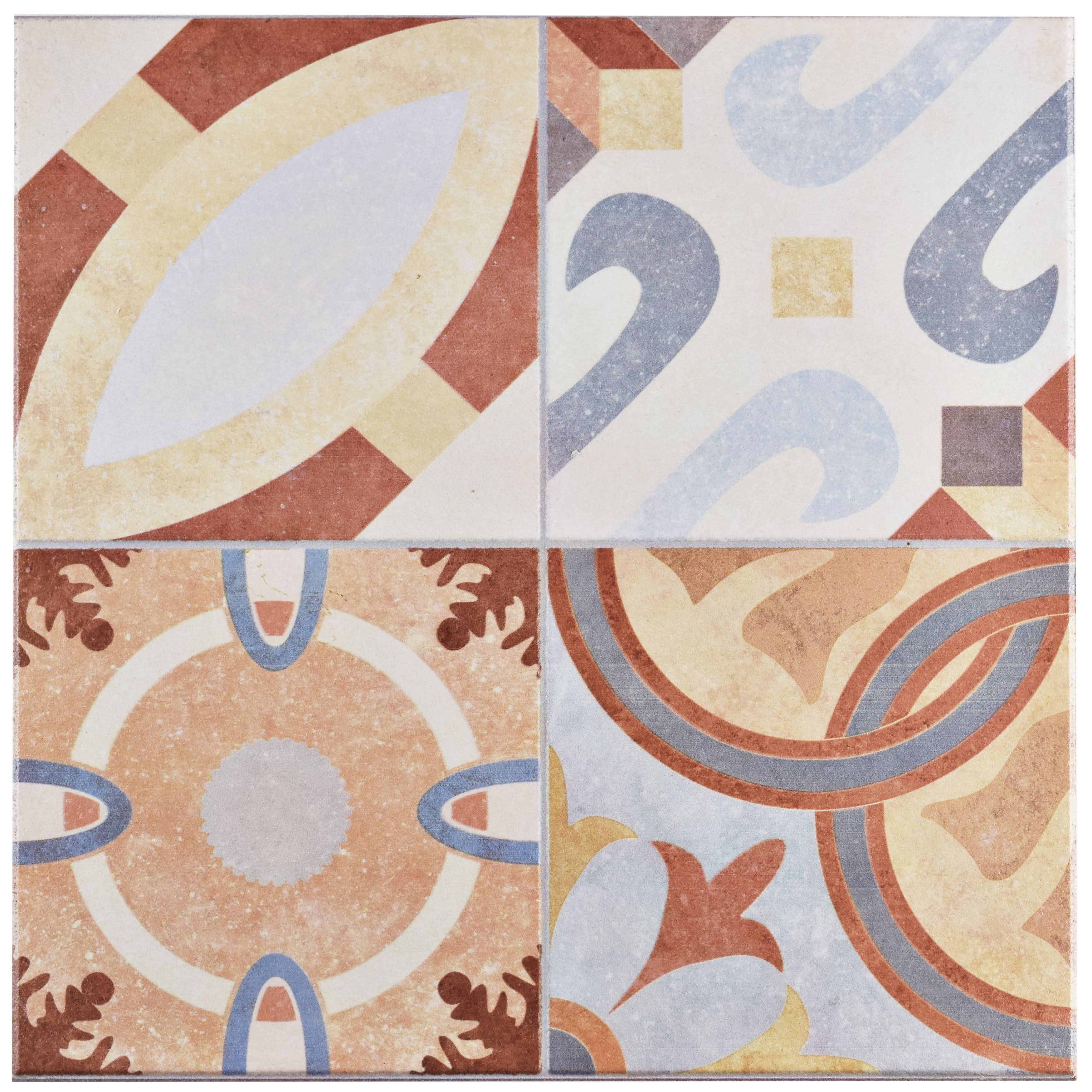 SomerTile 13x13-inch Hidraulic Ceramic Floor and Wall Tile - Case 11 Tiles