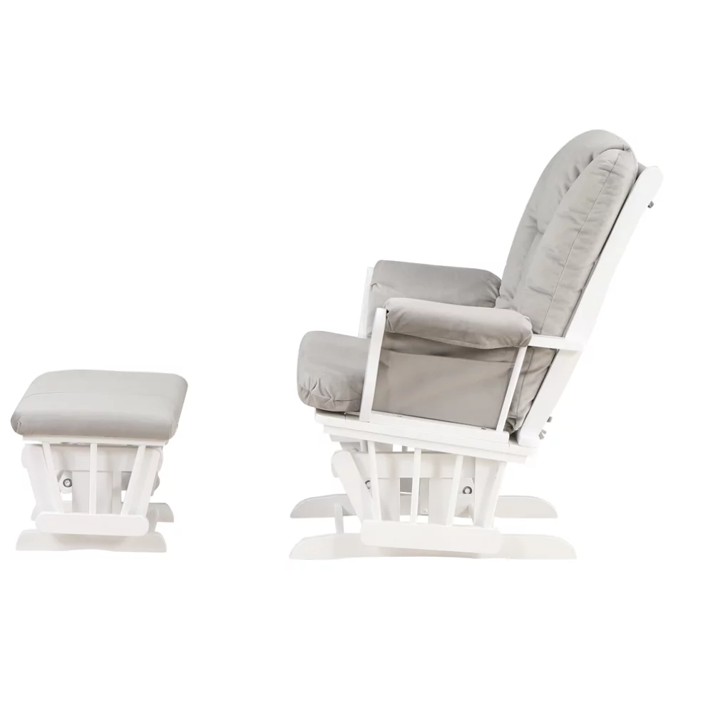 AFG Baby Alice Solid Wood Glider Chair and Ottoman in White