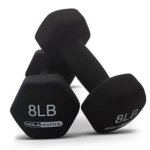 HolaHatha Neoprene Dumbbell Free Hand Weight Set with Rack, Ideal for Home Exercises to Gain Tone and Definition