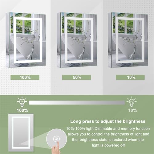 WELLFOR 30" X 30" LED Medicine Cabinet with Mirror for Bathroom, Medicine Cabinet with Lights, Bathroom Mirror with Storage, Double Opening Doors