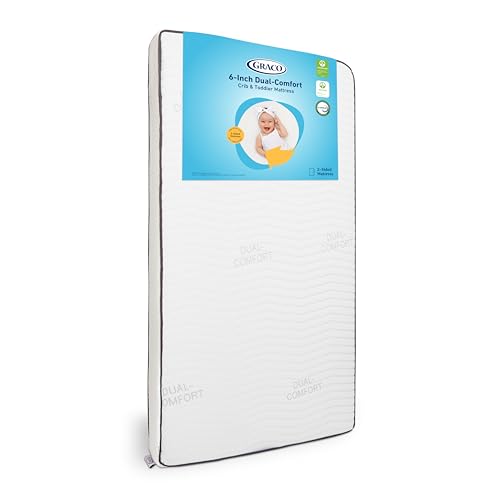 Graco 6-Inch Dual-Comfort Crib & Toddler Mattress - GREENGUARD Gold, CertiPUR-US Certified Foam, 2-Sided Mattress Fits Crib & Toddler Bed