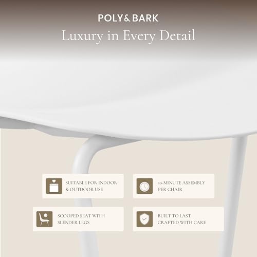 POLY & BARK Isla Modern Kitchen Chairs Set of 4 - Plastic Dining Chair with Metal Legs