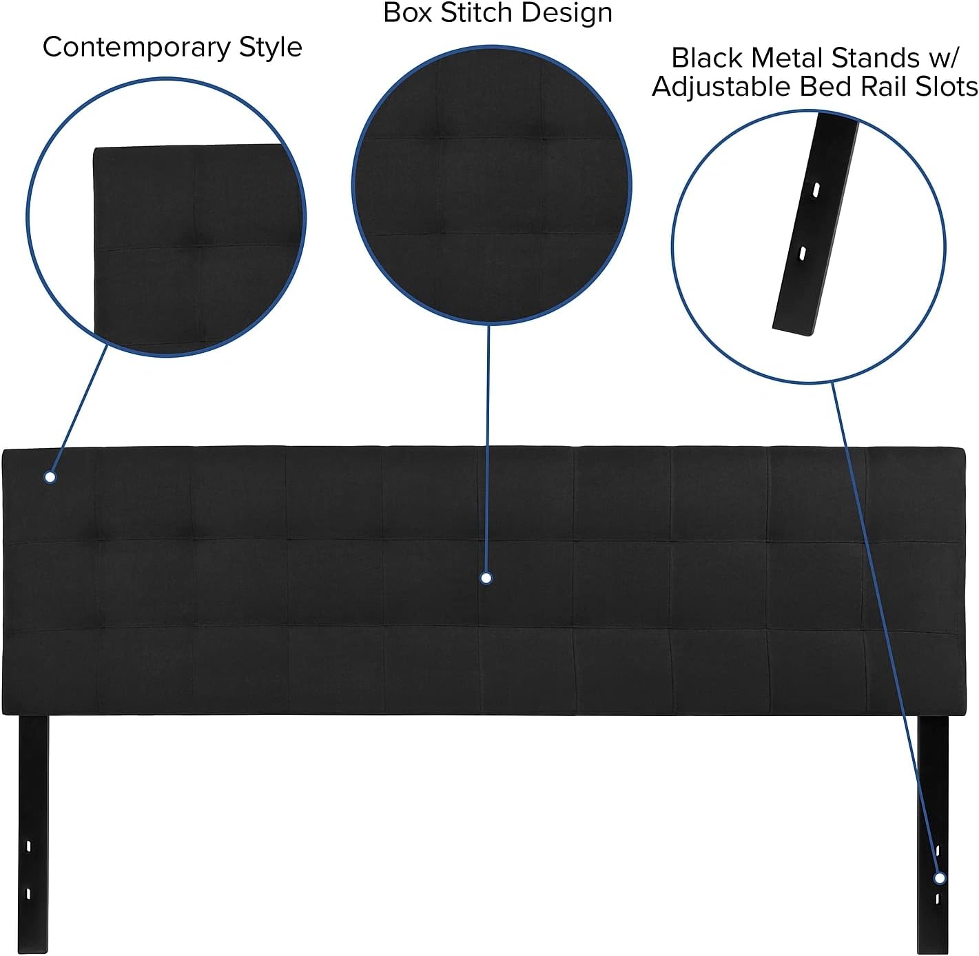 Flash Furniture Bedford Tufted Upholstered King Size Headboard in Black Fabric
