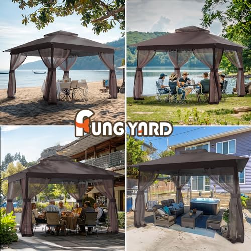 Outdoor Pop Up Gazebo 10x10 - Instant Canopy Tent with Mosquito Nettings