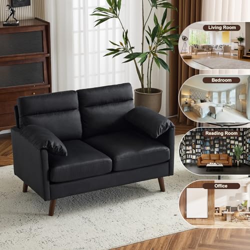 Karl home Mini Loveseat Sofa Couch, 48.8" Small Loveseat with Suede Nap Upholstery for Living Room, Comfy Seating Love Seat for Small Space