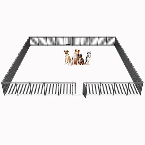 Dog Fence Outdoor Indoor, 40" Inch Height 16 Panels Dog Playpen for Large/Medium/Small Dogs Metal Dog Pen for Yard Camping and RV | Black-Silver