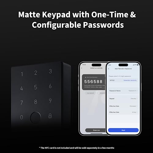 Aqara Smart Lock U100, Fingerprint Keyless Entry Door Lock with Apple Home Key, Touchscreen Keypad, Bluetooth Electronic Deadbolt, IP65 Weatherproof