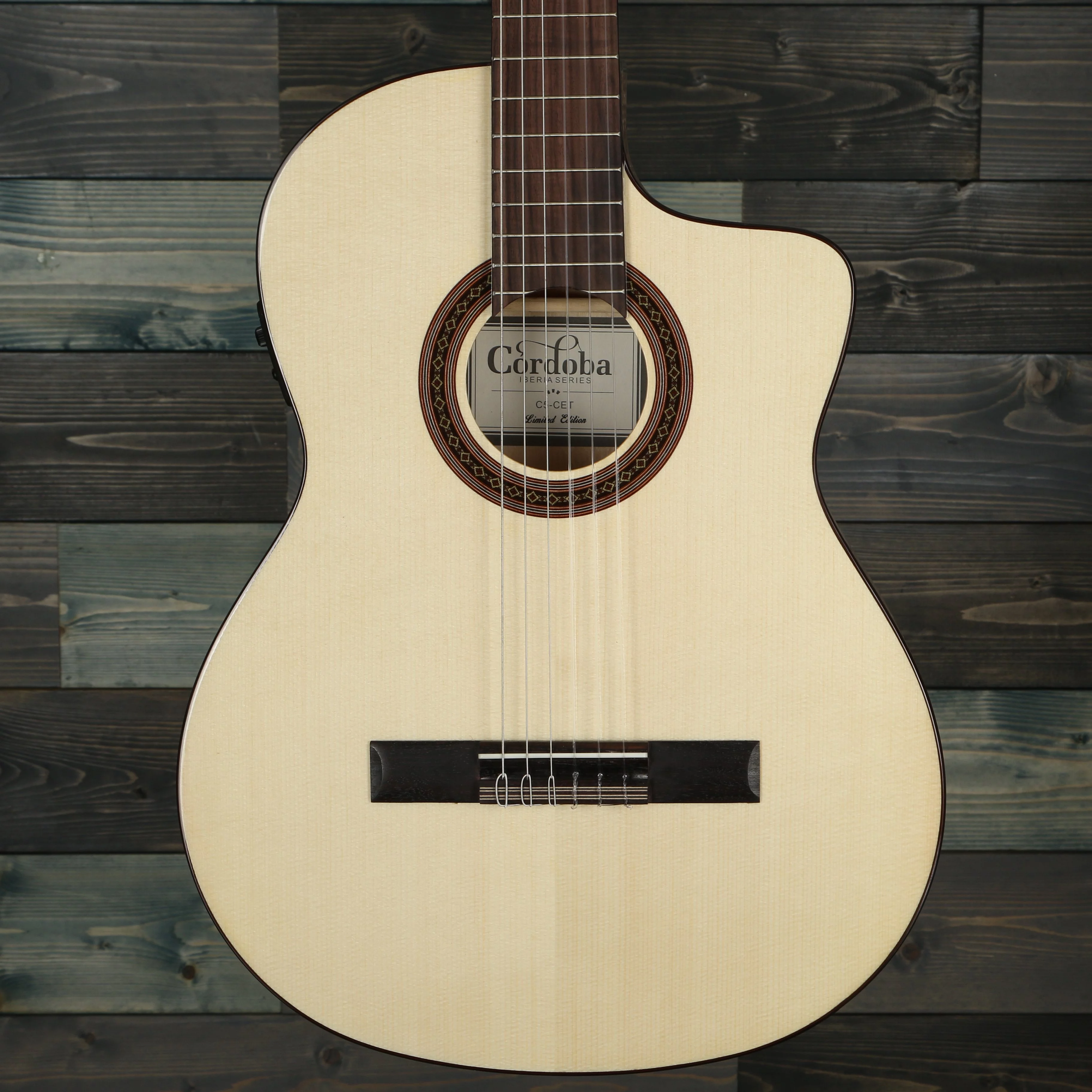 Cordoba C5-CET Limited Spalted Maple Thin Body Cutaway Classical Acoustic-Electric Nylon String Guitar, Iberia Series - Curated Treasures Market