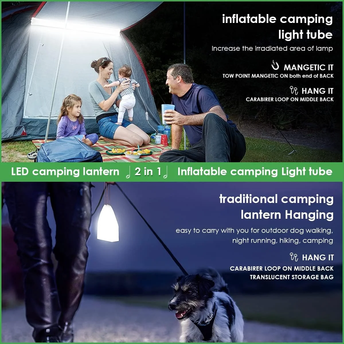 1000LM Camping Lights and Lanterns, Collapsible Outdoor LED Camping Lantern Tent Lights with Battery Powered