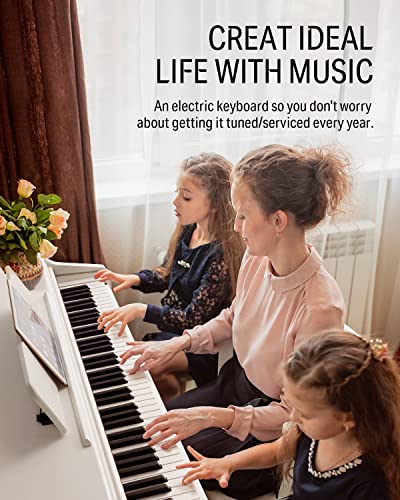 Donner DDP-100 88-Key Weighted Action Digital Piano, Beginner keyboard piano Bundle with Furniture Stand, Power Adapter, White