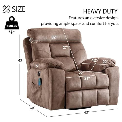 CANMOV Large Power Lift Recliner Chair with Massage and Heat for Elderly Big and Tall People, Overstuffed Wide Recliners with 2 Cup Holders