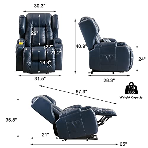Lift Chair Recliner Power Lift Recliner Chair for Elderly Pregnant w/Massage Heat Infinite Position Electric Lift Recliner w/USB Port/Cup