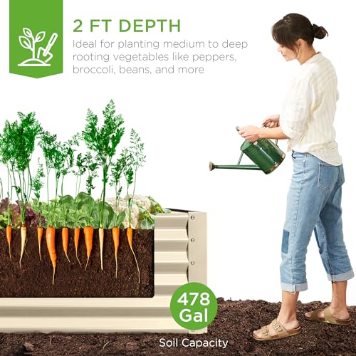 Best Choice Products 8x4x2ft Outdoor Metal Raised Garden Bed, Deep Root Planter Box for Vegetables, Flowers, Herbs