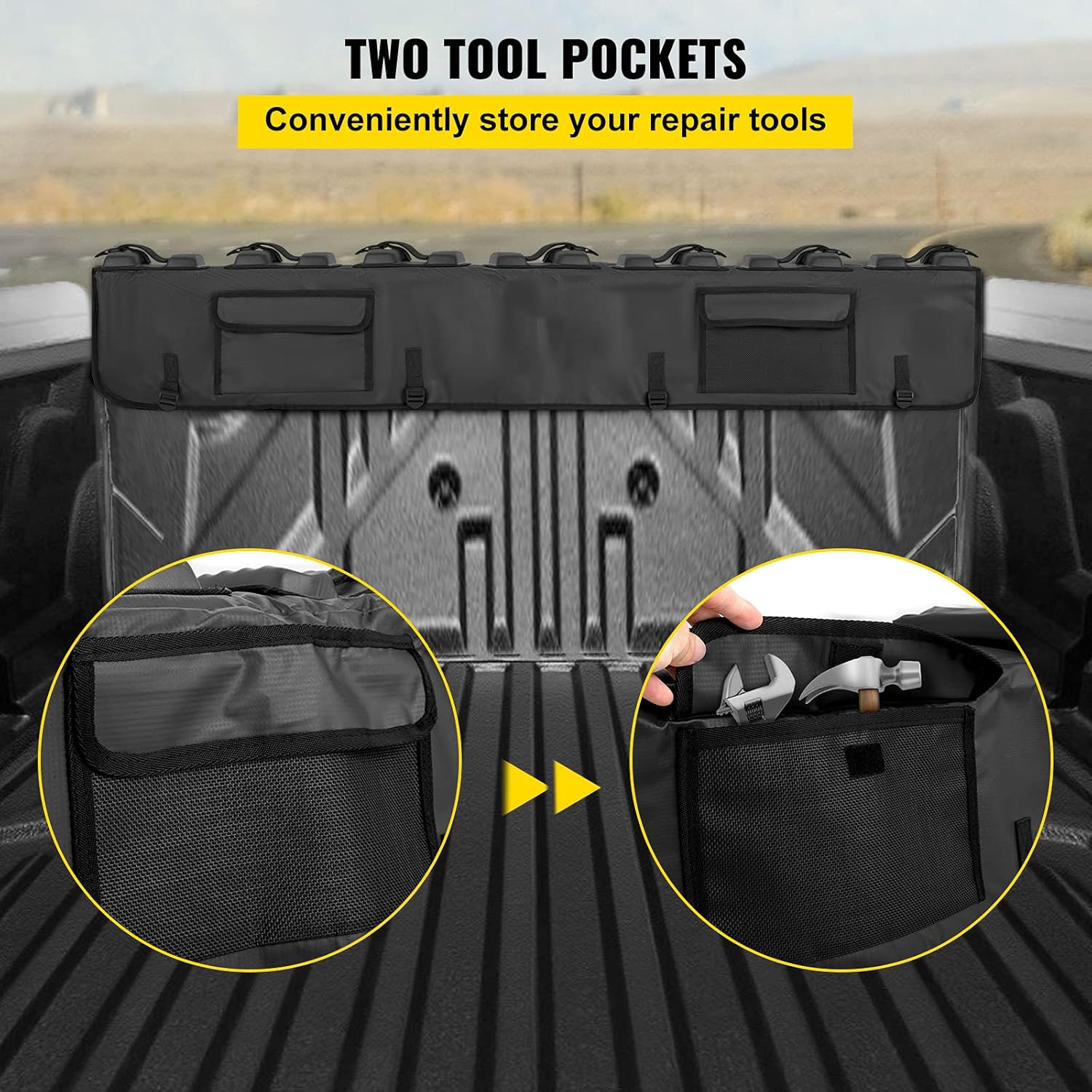 VEVOR Tailgate Pad for Bikes, Tailgate Protection Cover Carries UP to 6 Mountain Bikes, 63 Bike Pickup Pad for Pickup Truck, Upgraded