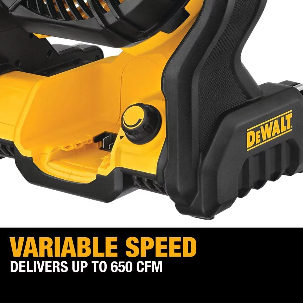 DEWALT 20V MAX Jobsite Fan, Cordless, Portable, Bare Tool Only (DCE512B), 12x8x14 inches, Yellow/Black - Radiant Selections