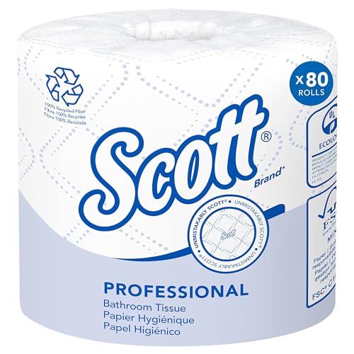 Scott® Professional 100% Recycled Fiber Standard Roll Bulk Toilet Paper (13217), 2-Ply, Elevated Design, White
