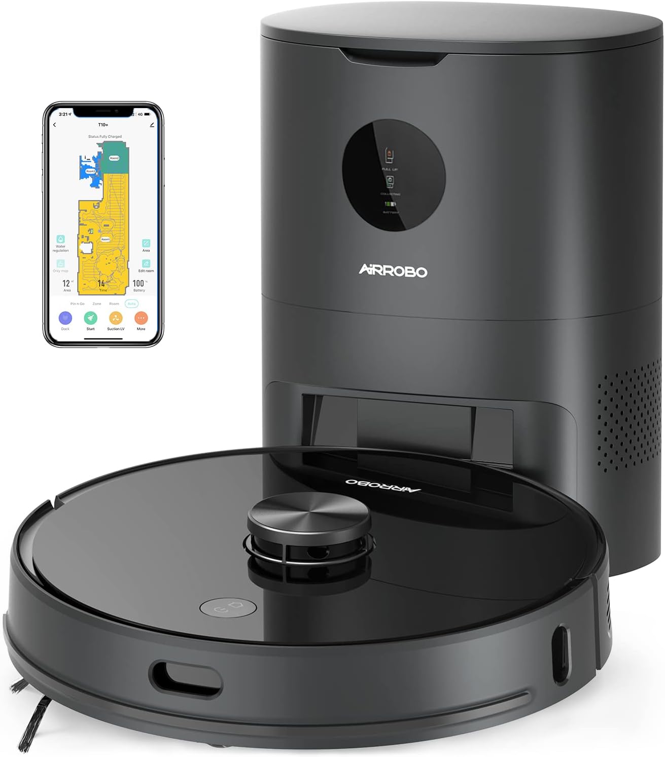 AIRROBO T10+ Robot Vacuum and Mop with Auto Dirt Disposal, Lidar Navigation, Compatible with Alexa and Google Assistant, 250Min Runtime
