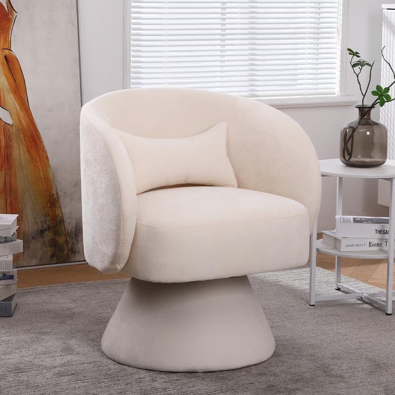Swivel Barrel Chair, Modern Round Swivel Accent Chair Upholstered 360°Swivel Chairs for Living Room, Comfy Accent Arm Chairs for Nursery, Bedroom
