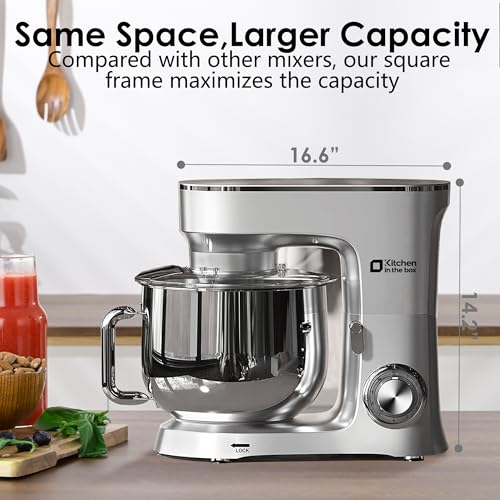 Kitchen in the Box Stand Mixer, 900W 8.5 QT Kitchen Electric Mixer, 10-Speed Large Capacity Tilt-head Food Mixer with Dough Hook, Wire Whip