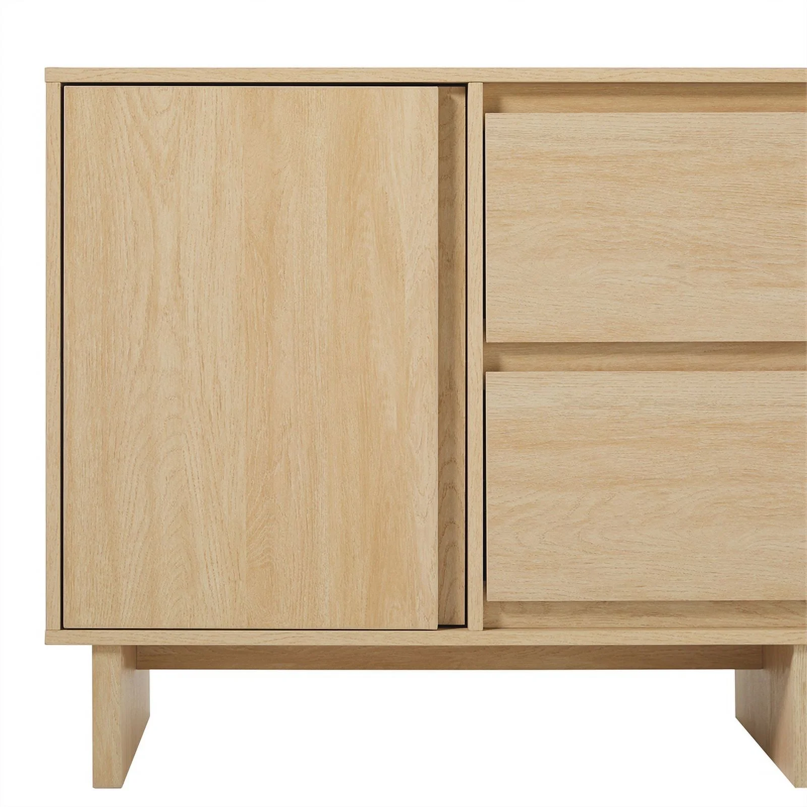 Pemberly Row Modern Beveled 2-Door 2-Drawer Wood Sideboard 63" - Coastal Oak