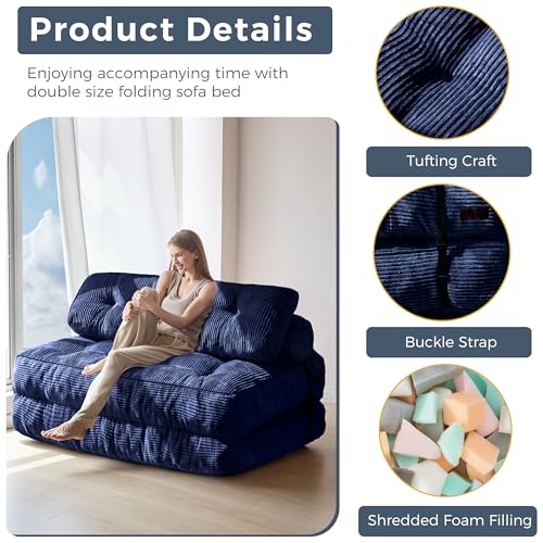 MAXYOYO Folding Sofa Bed, Convertible Sleeper Chair with Pillow Foldable Mattress with Back Support
