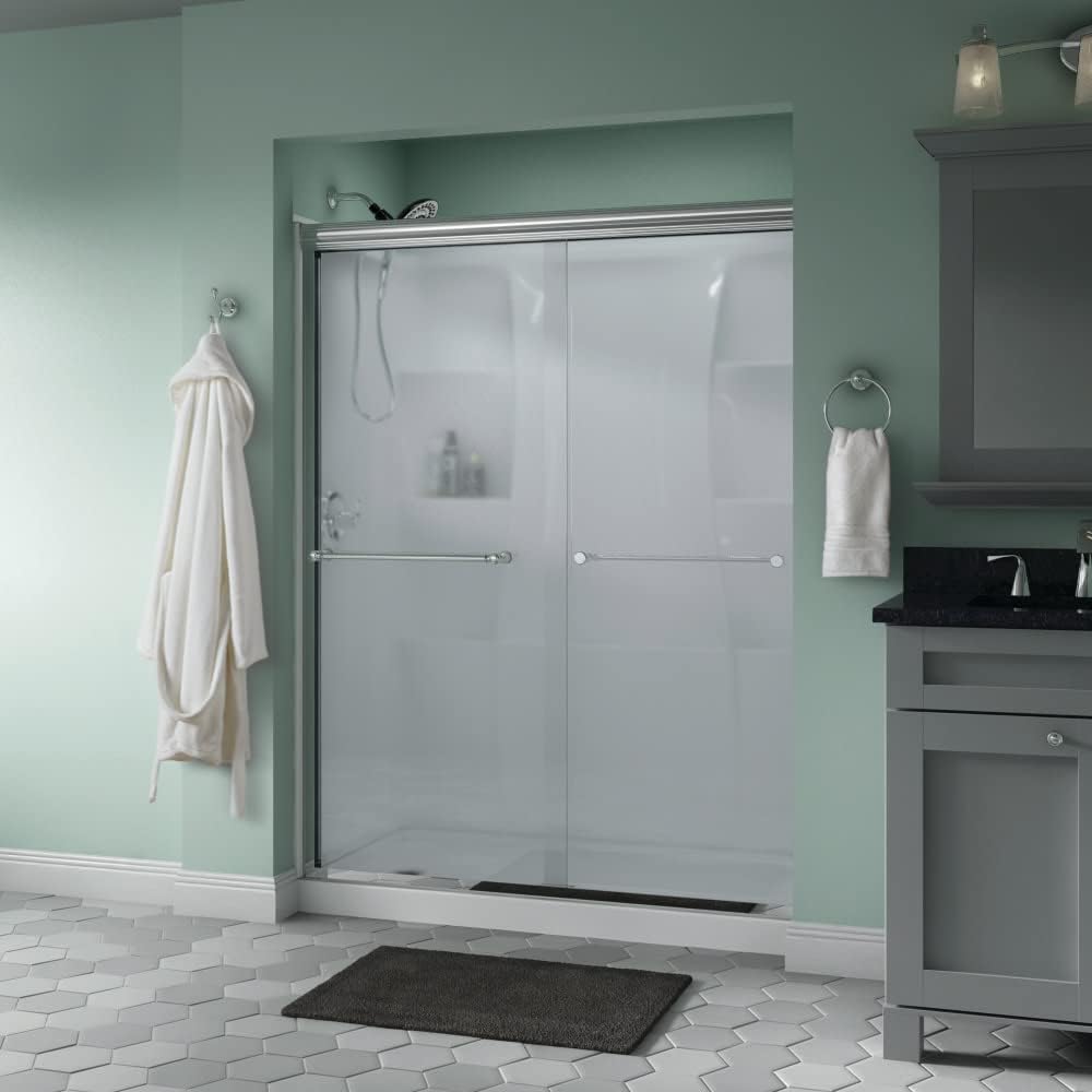 Delta Shower Doors SD3172313 Trinsic Semi-Frameless Traditional Sliding Shower Door 60in.x70in Handle, Nickel Track